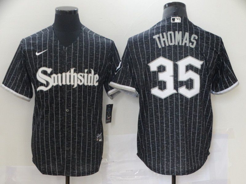 Men Chicago White Sox #35 Thomas City Edition Black Game Nike 2021 MLB Jersey